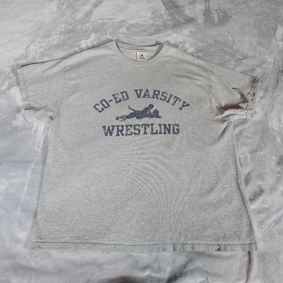 Vintage Co Ed Wrestling Sex Parody T Shirt Mens XL Humor Funny Gray Y2K - Picture 1 of 6
